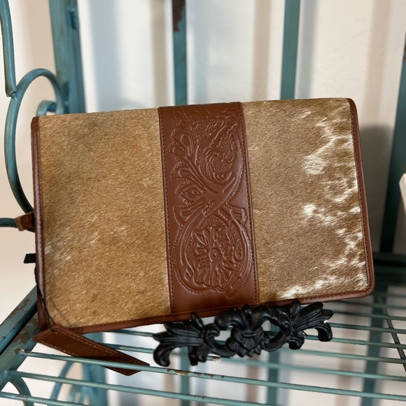 New embossed leather cowhide western jewelry case holder travel organizer bho - Picture 1 of 6